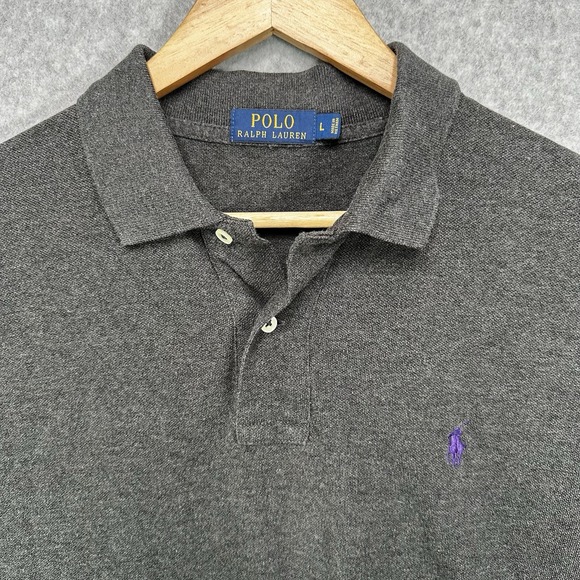 Polo Ralph Lauren Shirt Mens Large Dark Gray Purple Pony Short Sleeve Preppy - Picture 1 of 9